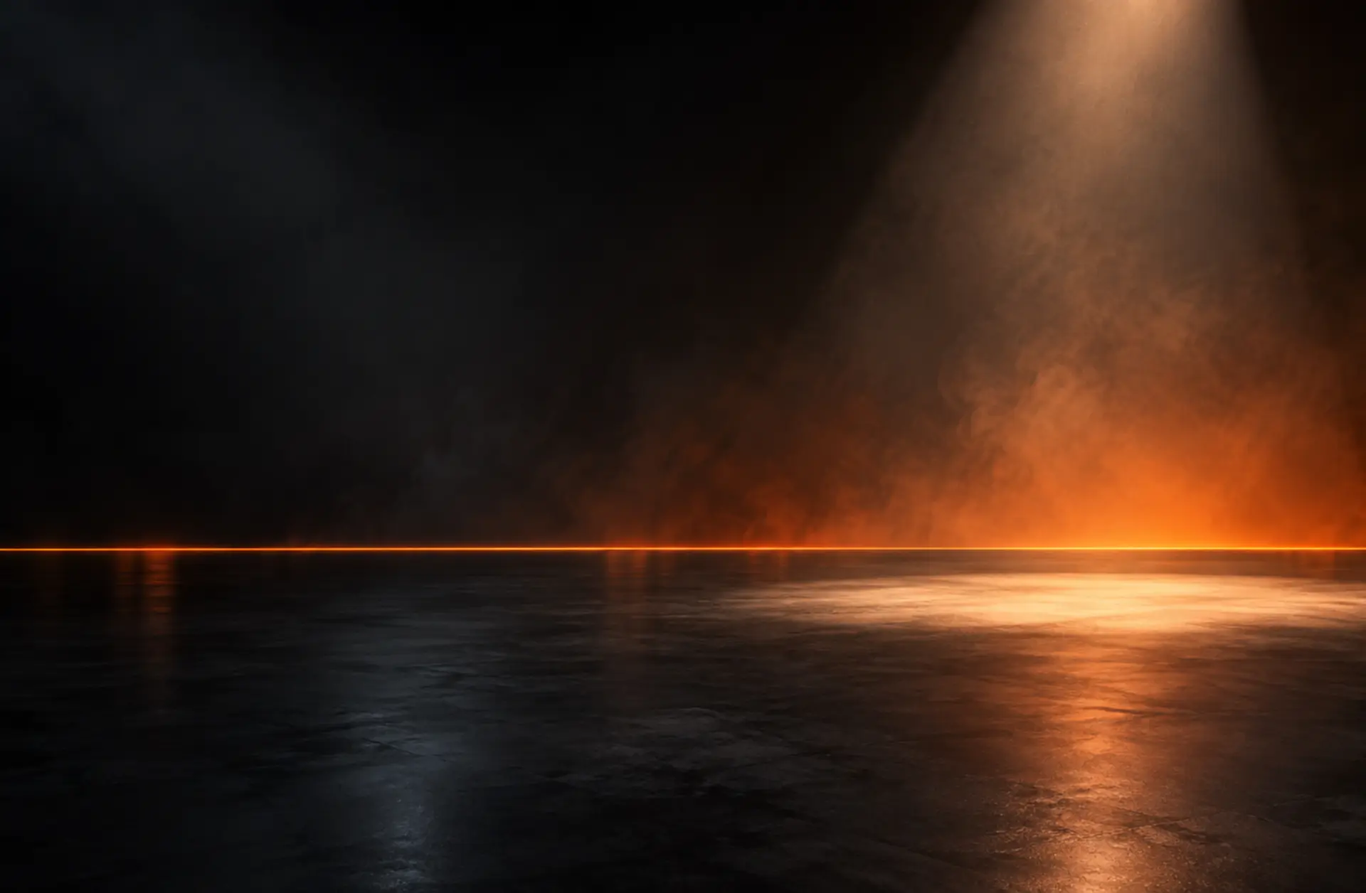 Palco escuro com foco de luz âmbar
